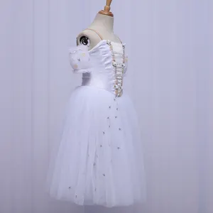 E dance Girl-vestido de Ballet romántico blanco para mujer, disfraz de baile, falda de tutú de Ballet para actuaciones