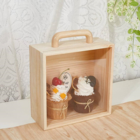 Wood Craft Shadow Boxes Geschenk boxen aus Holz mit Griff Holz Transparenter Acryl-Schiebe deckel