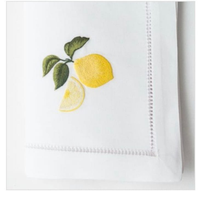 Serviettes carrées modernes en coton 100% biologique, brodées, écologiques, réutilisables, durables, avec monogramme personnalisé, Inde, couleur citron blanc