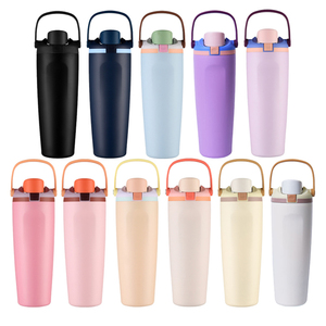 Botella de agua de acero inoxidable aislada Topnovo sin BPA de 30 oz con boquilla bidireccional, pajita integrada y asa de transporte Freesip Sway - Product Image 2