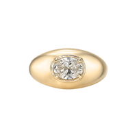 Bague East-West Chunky Dome en Argent Sterling 925 Plaqué Or avec Moissanite Certifiée GRA 1,5 carat, Couleur D, VVS, Sertissage Ovale, pour le style Old Money