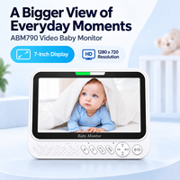 Kit Monitor Bayi 7 Inci 720P dengan Kamera, Layar Orang Tua, Dua Adaptor Daya, Kabel USB, dan Buku Panduan Pengguna ABM790