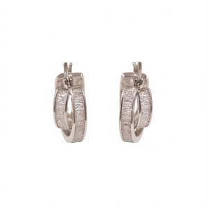 Orecchini a Cerchio in Oro Bianco E4464, Gioielli Unisex Geometrici Minimalisti - Product Image 1