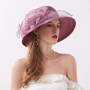 Chapeau d'été pour <span class=keywords><strong>femme</strong></span>, élégant, en organza, à large bord, idéal pour mariage, cérémonie, ou thé en compagnie - Product Image 3