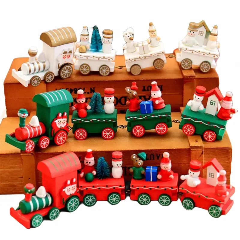 6pcs 어린이 크리스마스 미니 나무 토마스 모델 기차 장난감 가족 홈 장식 새해 선물 어린이 아기 몬테소리 자동차 장난감