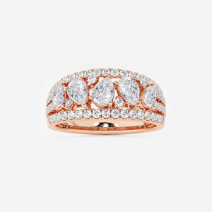 แหวนเพชรทรงลูกแพร์และทรงกลมทันสมัย 1.50 กะรัต ทอง 14K 18K แหวนแฟชั่นสำหรับผู้หญิง - Product Image 2