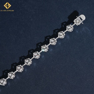 925 Sterling Silver VVS Moissanite Tennis Bracelet Round Cut <b>Iced</b> <b>Out</b> Diamond Bracelet 18K Gold Plated Hip Hop Fine Jewelry - Product Image 2