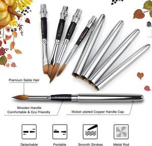 Ensemble de pinceaux de peinture acrylique de voyage, manche en bois, acrylique, manuel, tige courte, aquarelle, avec cuir, Offre Spéciale - Product Image 4