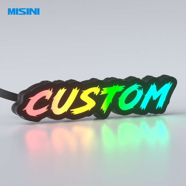 MISINI Custom Front Grill Badge RGB LED Car Emblem 12V IPX7 Waterproof Blue-tooth App Control OEM Logo Taxi/Car Use LED Signage