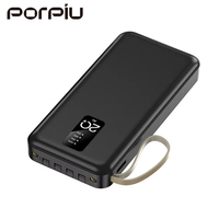 PORPIU Vente en gros 20000mAh Power Bank Chargeur portable Affichage LED Interface d'entrée Prix bas pour iPhone Android