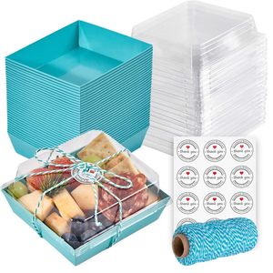 Paquete de 50 <span class=keywords><strong>mini</strong></span> cajas de charcutería con tapas transparentes, contenedores de comida desechables, Cartón corrugado para llevar, cartón de papel - Product Image 4