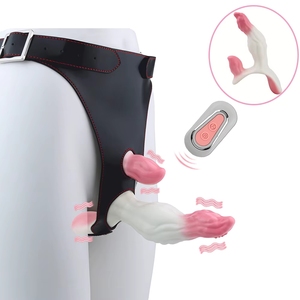 Vibratore Indossabile Rosa Impermeabile IPX5 Real Touch per Lesbiche, Dildo con Cinturino, Stimolatore Vaginale, Giocattoli Sessuali - Product Image 2