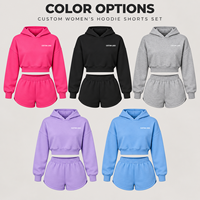 Ensemble personnalisé pour femme : sweat à capuche court à manches longues et short à taille élastique pour un usage quotidien décontracté