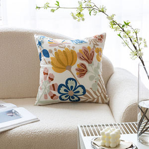 Federe <span class=keywords><strong>per</strong></span> <span class=keywords><strong>cuscini</strong></span> ricamate in tela ricamata a fiori temi decorativi europei federa quadrata 18x18 pollici cuscino floreale - Product Image 5