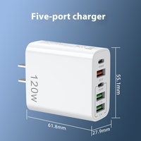 Cargador Eléctrico Inteligente de Carga Rápida Multi-Puerto de 120W, Compatible con Android PD 3.0, Estándar de Enchufe Europeo para Teléfonos Móviles, en Caja