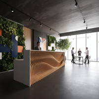 Comptoir de réception d'hôtel personnalisé en usine |   Meubles en bois massif modernes |   Table de réception paramétrique pour centres de vente