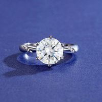 Hot Trendy Engagement Diamant Anneau 925 En Argent Sterling Moissanite Bijoux 0.5ct/1ct/2ct/3ct Classique Six Griffe Bagues de Fiançailles