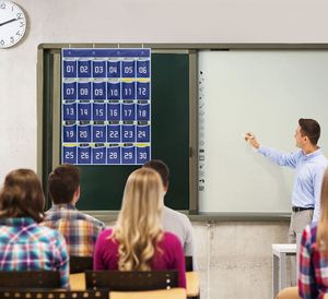 30 <b>Numbered</b> Classroom Pocket Chart with Phone and Calculator Holder Wall <b>Door</b> Organizer for Office & School Supplies - Product Image 3
