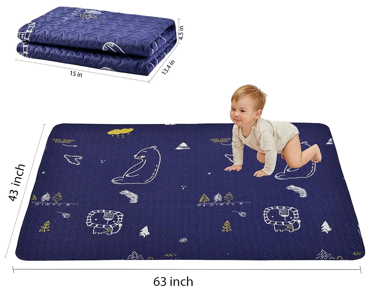 Baby Play Mat for Boys Girls 50'' x 50'' Play Mat for Playpen One-Piece Non-slip Crawling Play Mat for Baby