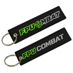 Porte-clés promotionnel en tissu pour voiture et moto, personnalisé avec texte double face et logo brodé - Product Image 2