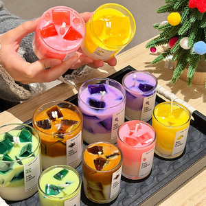 The Iced Coffee Scented <b>Candle</b> Gel Wax Aromatherapy Home Decoration Cute Style Glass Jar Single <b>Wick</b> Dessert Fragrance - Product Image 1