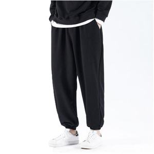 กางเกงวอร์มผู้ชายแบบมีเชือกผูกเอว ผ้าถักเนื้อนุ่ม สีพื้น แฟชั่นทันสมัย คุณภาพสูง - Product Image 1