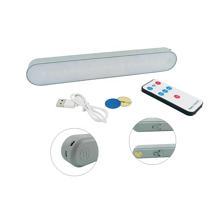 New USB Rechargeable Remote Control Hanging Bar Magnetic Wireless Closet Lighting Dimmable LED Under Cabinet Light