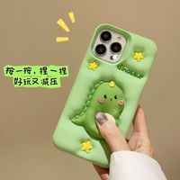 Nouvelle Coque de Téléphone en Silicone Souple Antichoc 2025, Style Sportif, Anti-stress, Motif Dinosaure Vert pour iPhone 13 14 15 16 Pro