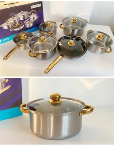 Batterie de cuisine antiadhésive en acier inoxydable de 12 pièces au design classique allemand Casseroles et poêles à frire Revêtement en céramique - Product Image 5