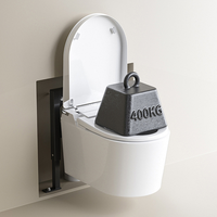 Sans Monture Accroché au Mur Intelligent Monobloc en Céramique P-Trap Télécommande Siège Chauffant Toilettes Sanitaires pour Salle de Bains d'Hôtel