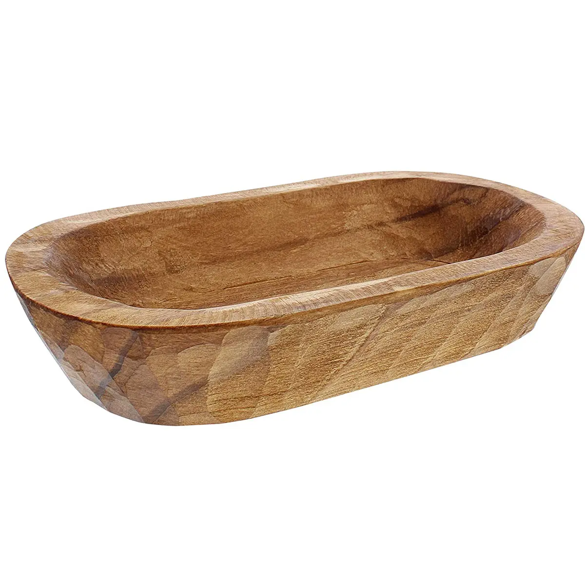 Mini Dough Bowl - For Decor or Display - Hand Carved 9.75 Inches Long For Fruit, Bread, Moss and Rattan Wicke