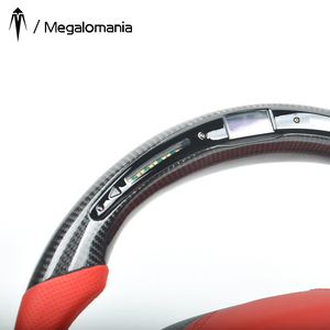 Volante Deportivo de Fibra de Carbono con Cuero <span class=keywords><strong>Rojo</strong></span> Ghibli y Pantalla LED, Compatible con <span class=keywords><strong>Maserati</strong></span> - Product Image 5