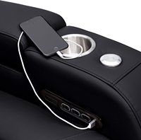 Sofá de Cuero de Alta Calidad, Sofá de Dos Plazas Negro, Sofá Reclinable de Cuero para Cine, Muebles con Luz LED y Portavasos