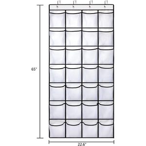 Organisateur de chaussures à suspendre derrière la porte, 28 poches, support mural en maille blanche pour rangement de chaussures - Product Image 2