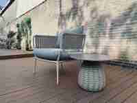 Canapé d'extérieur Hangkai, chaise en rotin pour balcon, canapé individuel en rotin pour cour extérieure, chaise décontractée en rotin pour balcon, table basse