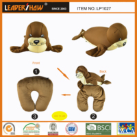 Oreiller de voyage et jouet en peluche 2-en-1 motif Lion de mer – Confortable pour enfants et adultes, idéal pour la maison, la voiture, l'avion – Décoration mignonne, cadeau
