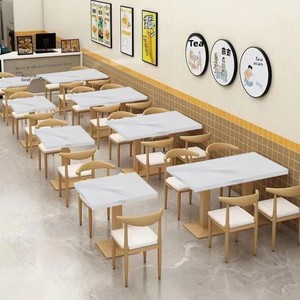 Juego de Mesa y Sillas de Comedor de Estilo Chino Multifuncional, con Superficie de Mármol Artificial, Capacidad para 3-4 Personas, Uso Comercial - Product Image 1