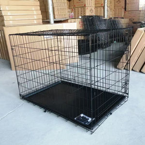 Vente chaude transporteur pour animaux de compagnie grande Cage pour animaux de compagnie en acier caisse pour chien robuste pliable en métal grand chien chat Cage avec plateau - Product Image 6