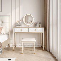 Meuble de luxe léger en bois, nouveau design, coiffeuse de chambre à coucher avec miroir et tiroirs
