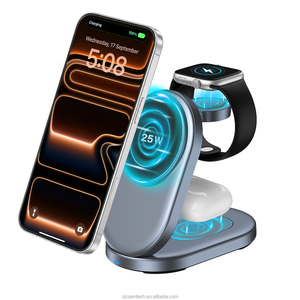 Station de charge sans fil 3-en-1 OEM ODM 2026 <span class=keywords><strong>avec</strong></span> charge rapide QC3.0 OTP 15W, veilleuse et <span class=keywords><strong>chargeur</strong></span> inductif double pour téléphones mobiles - Product Image 3
