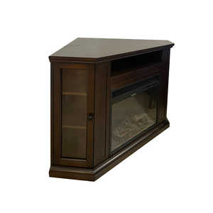 Cheminée électrique cheminée d'angle au sol MADISON en bois de noyer L126 x P78 x H83 - Product Image 4