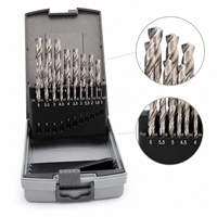 Jeu de forets hélicoïdaux HSS-G DIN338 MECHWARE, 19 pièces, 1-10 mm, tige droite, longueur 125-205 mm, pour métal
