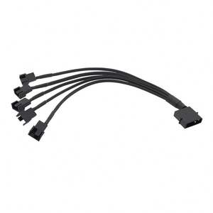 Répartiteur de ventilateur 1 à 5 voies, Y-Splitter gainé, connecteur mâle <span class=keywords><strong>Molex</strong></span> 4 broches vers 4x connecteurs mâles PWM 3 broches/4 broches, câble adaptateur d'extension de ventilateur, concentrateur - Product Image 1