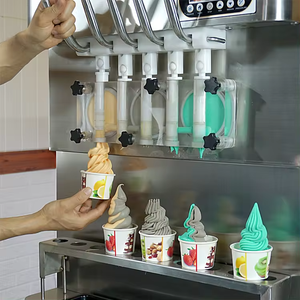 Mesin es krim melayani lembut komersial dengan <span class=keywords><strong>3</strong></span> + <span class=keywords><strong>2</strong></span> rasa dengan kompresor ganda/fungsi pendinginan dan pengaduk untuk dijual - Product Image 4