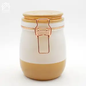 Heißer Verkauf 500ml runde Gemüses alat Marmelade Glasflasche Honig glas Gewürz zucker glas mit Clip-Top