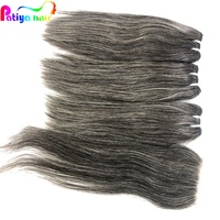Patiya – Lot de mèches de cheveux humains brésiliens lisses, couleur gris naturel mélangé noir et poivre, vente en gros