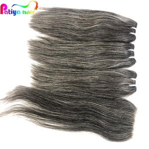 Patiya – Lot de mèches de cheveux humains brésiliens lisses, couleur gris naturel mélangé noir et poivre, vente en gros - Product Image 5