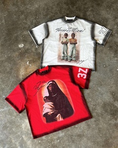 T-shirt Hip Hop Streetwear pour hommes personnalisé col rond surdimensionné faux t-shirt de <span class=keywords><strong>peintre</strong></span> en aérosol 100% coton impression numérique - Product Image 4