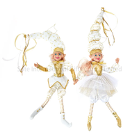SOTE Naughty Xmas Jouets Elfes en Plastique et Fibre 60CM pour la Maison, Blanc et Or, Deux Paires Mixtes d'Elfs en Peluche