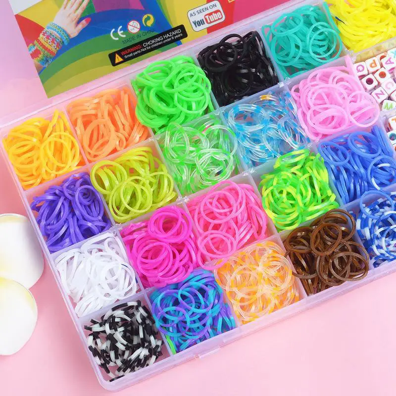 Rubber Bands Kids Educational Toy Crafting Bracelets Gifts Refills Kit Set Rainbow Rubber Bands For Girl For Children